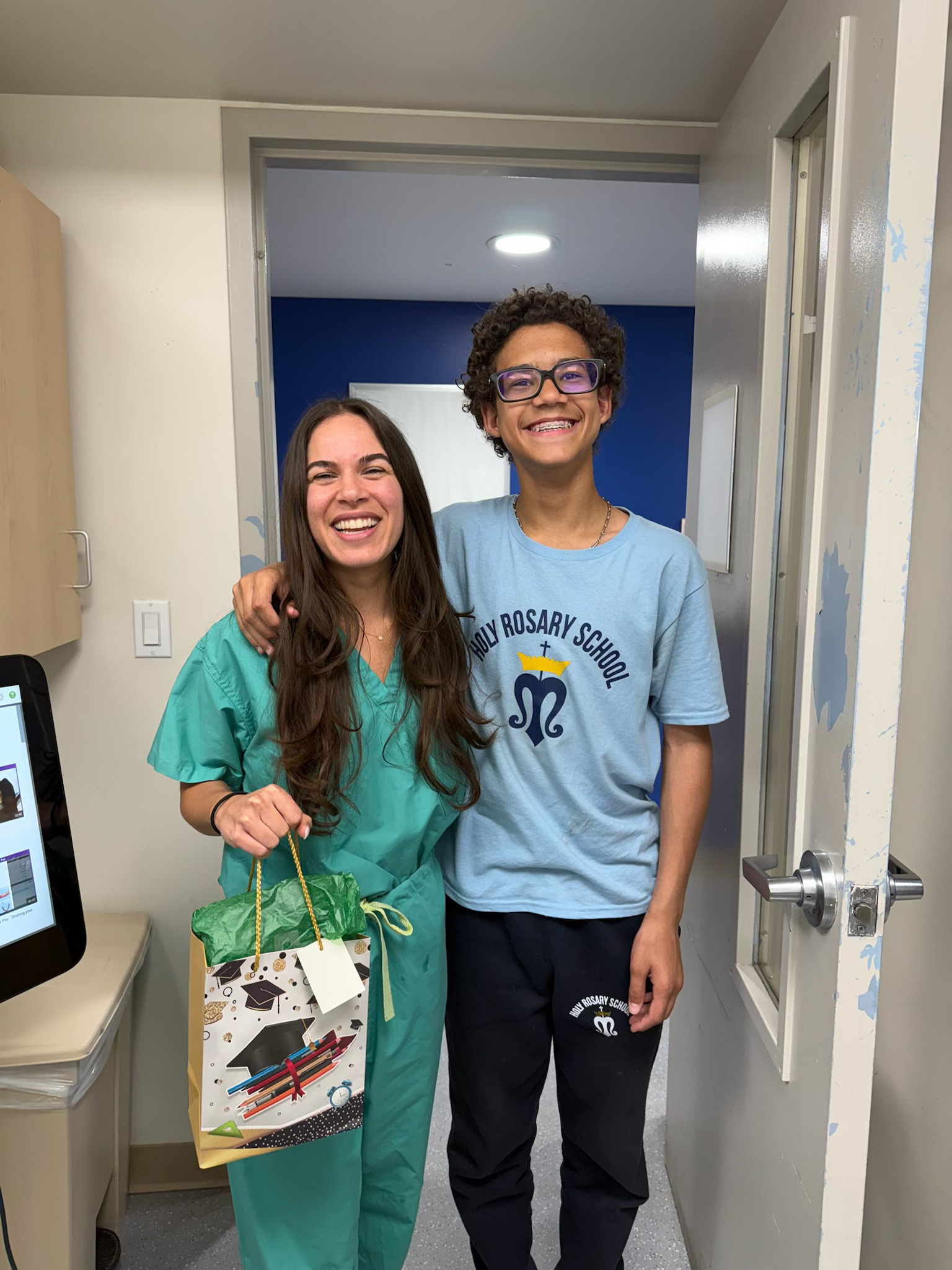 Dr. Kahen with a patient