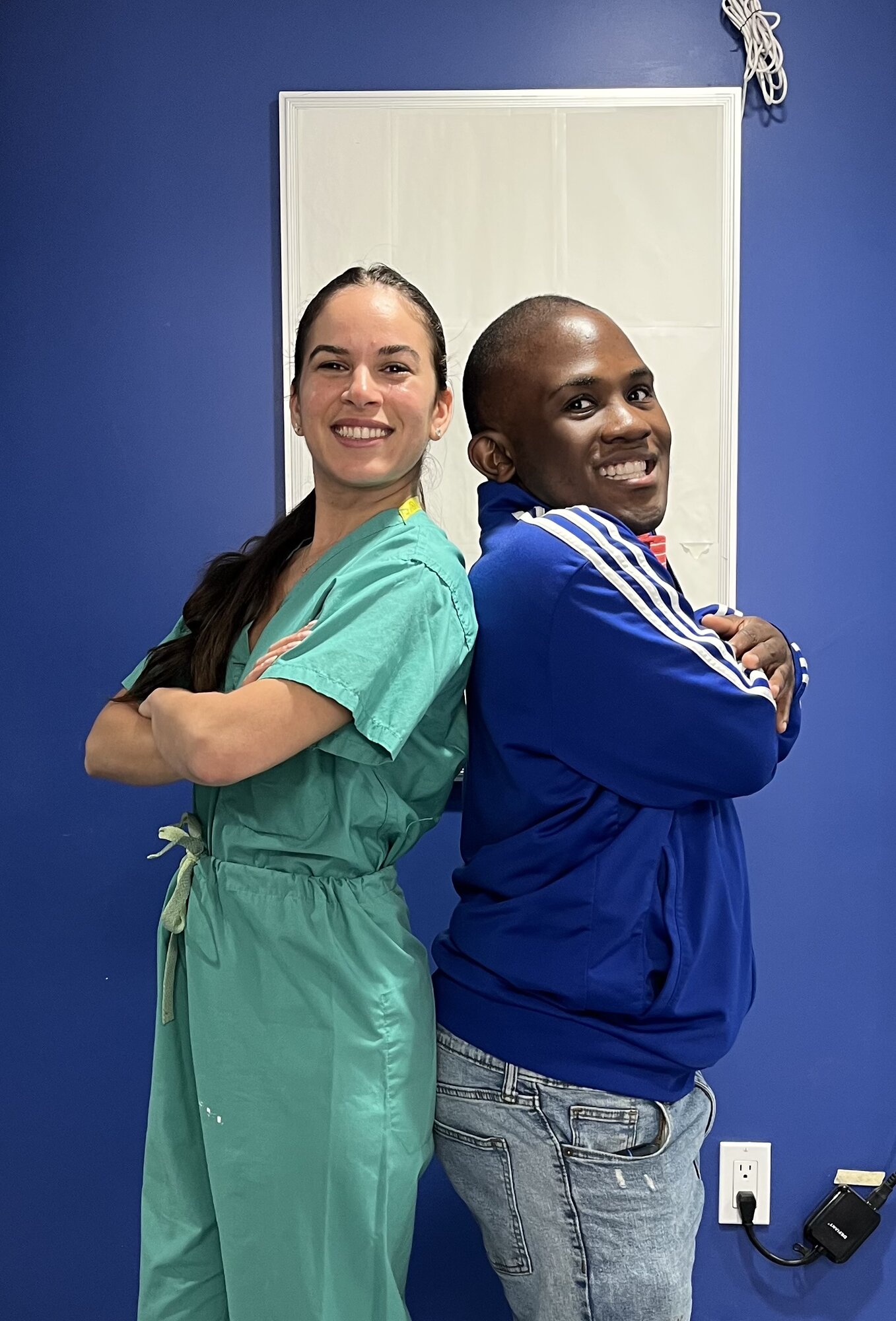 Dr. Kahen with a patient